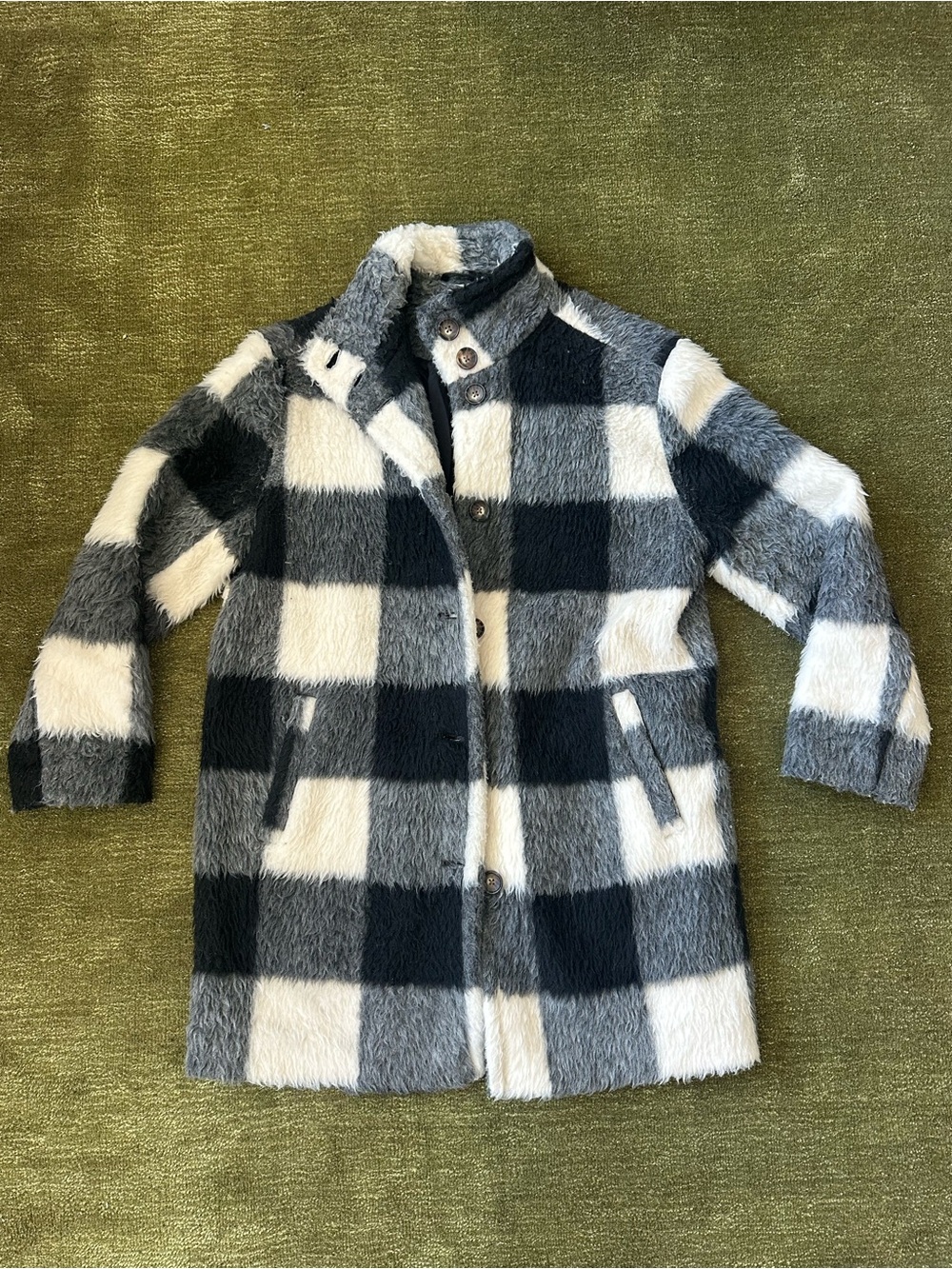 Marine Layer Black & White Cocoon Coat